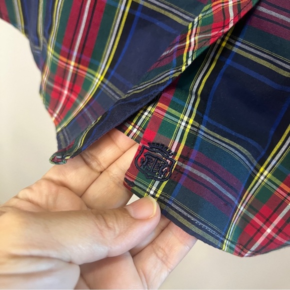 Talbots button down Plaid Navy holiday 10P - Picture 4 of 6